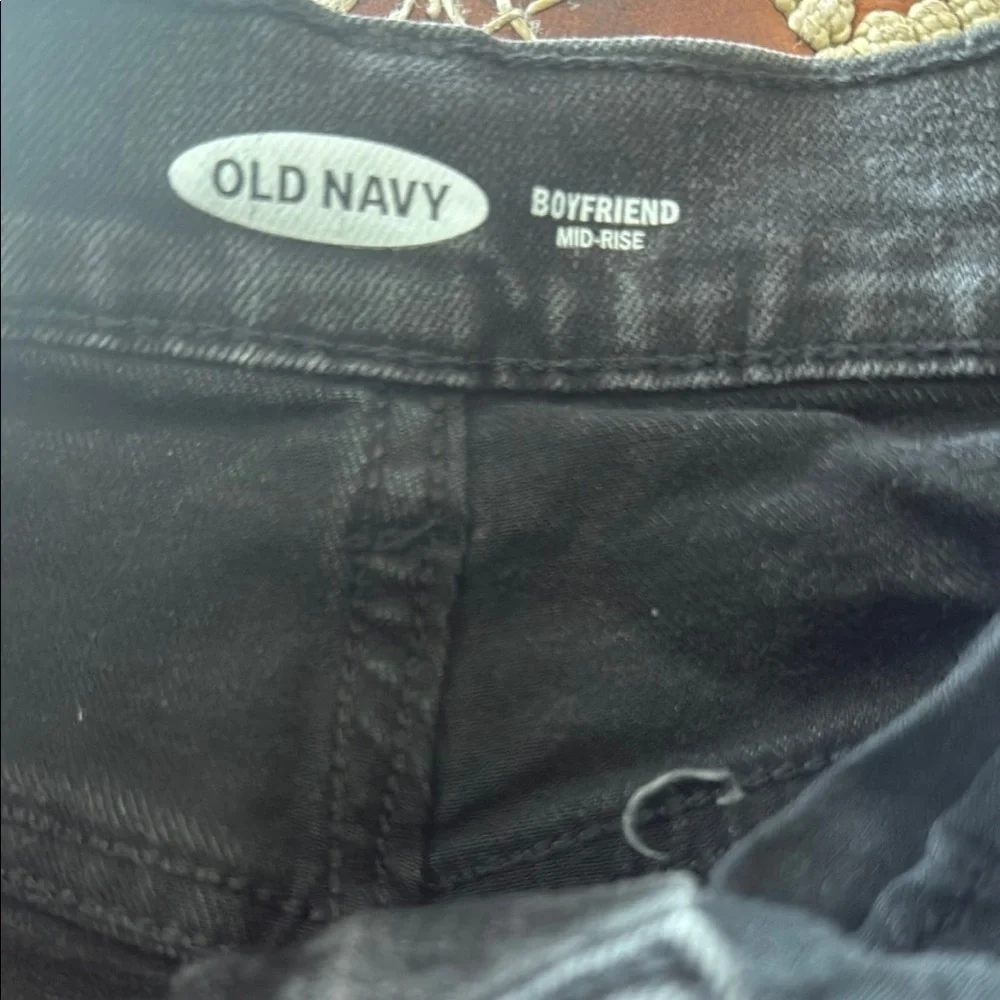 Old Navy Black Jean Shorts Distressed Mid-Thigh